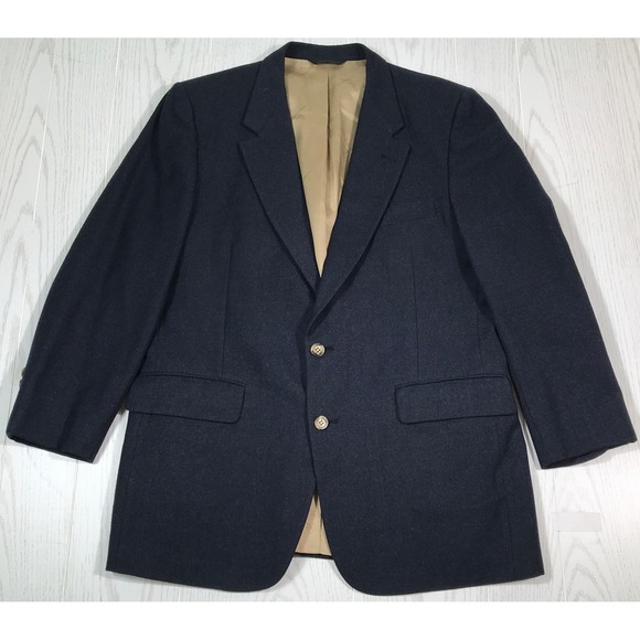 Vintage 70s Nino Cerruti Wool Blazer Sport Coat Men 44R Blue Office Church Work